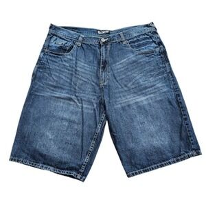 Enyce Men's Size 46 Baggy Dark Wash Denim Jean Shorts Y2K Hip Hop Relaxed Fit